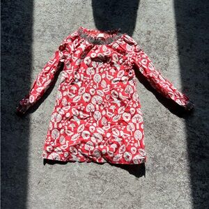 Mini Boden Bird Floral Botanical Long Sleeve Dress